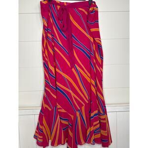 ❤ Scarlet" Chiffon Lined Skirt with Ruffled Hem and Sheer Tie Belt SZ 24 - NWOT